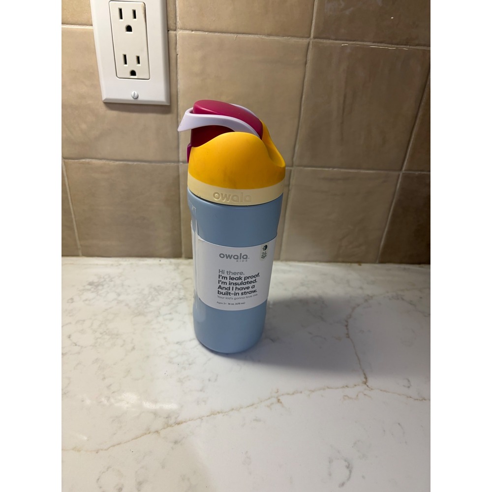 Owala Kids FreeSip 16oz Insulated Stainless Steel Water Bottle Seaside Blue